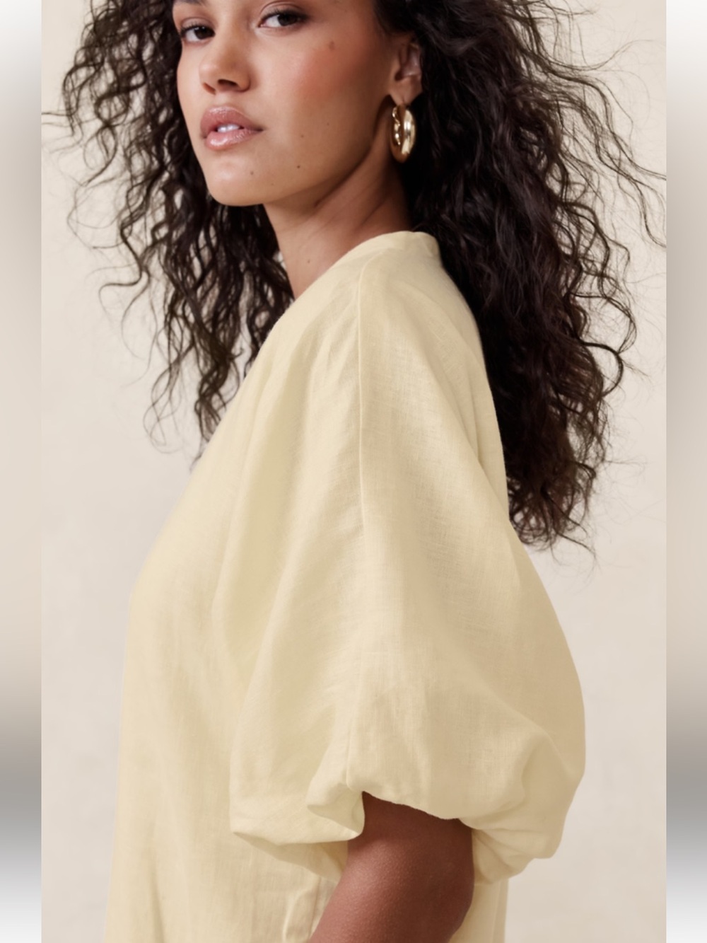 NWT retail $120 size S #BananaRepublic Livia linen mini dress in butter yellow. - Picture 4 of 7